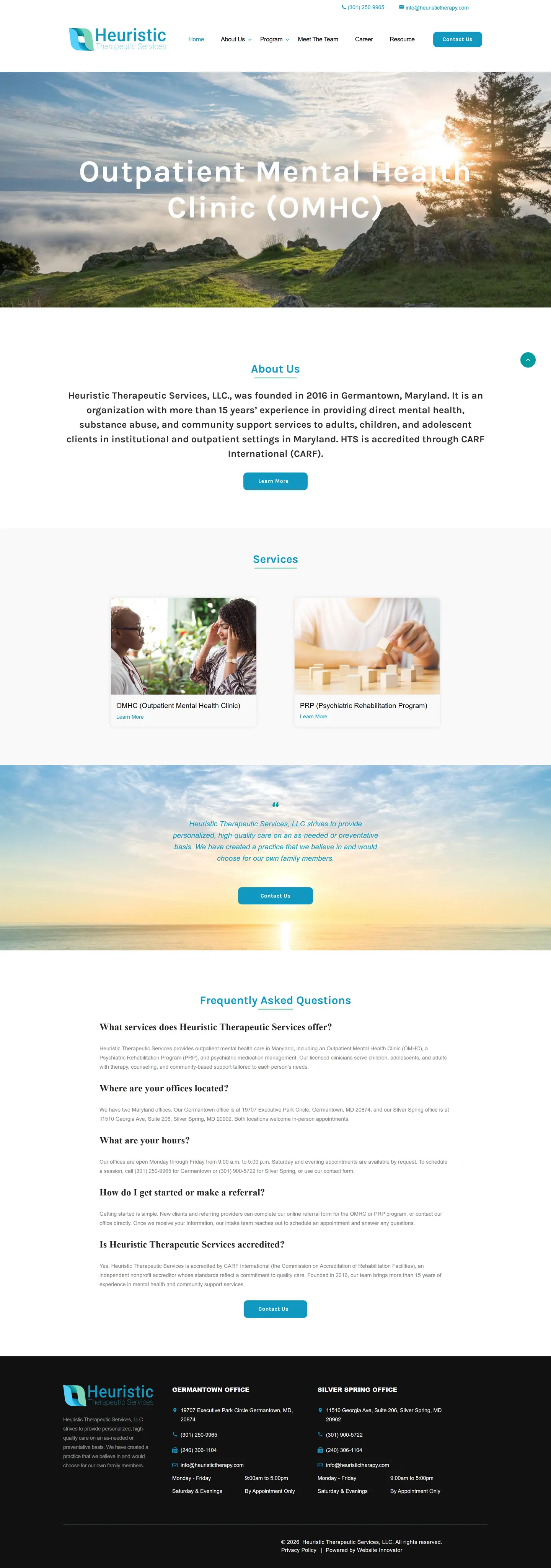 Heuristic Therapeutic Services website