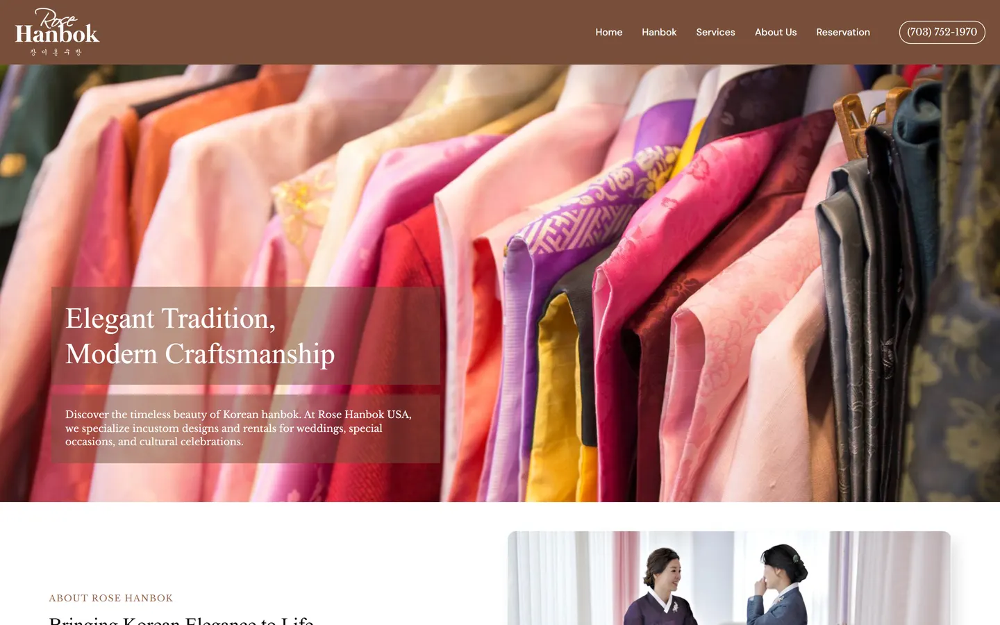 Rose Hanbok website, designed and built by Website Innovator